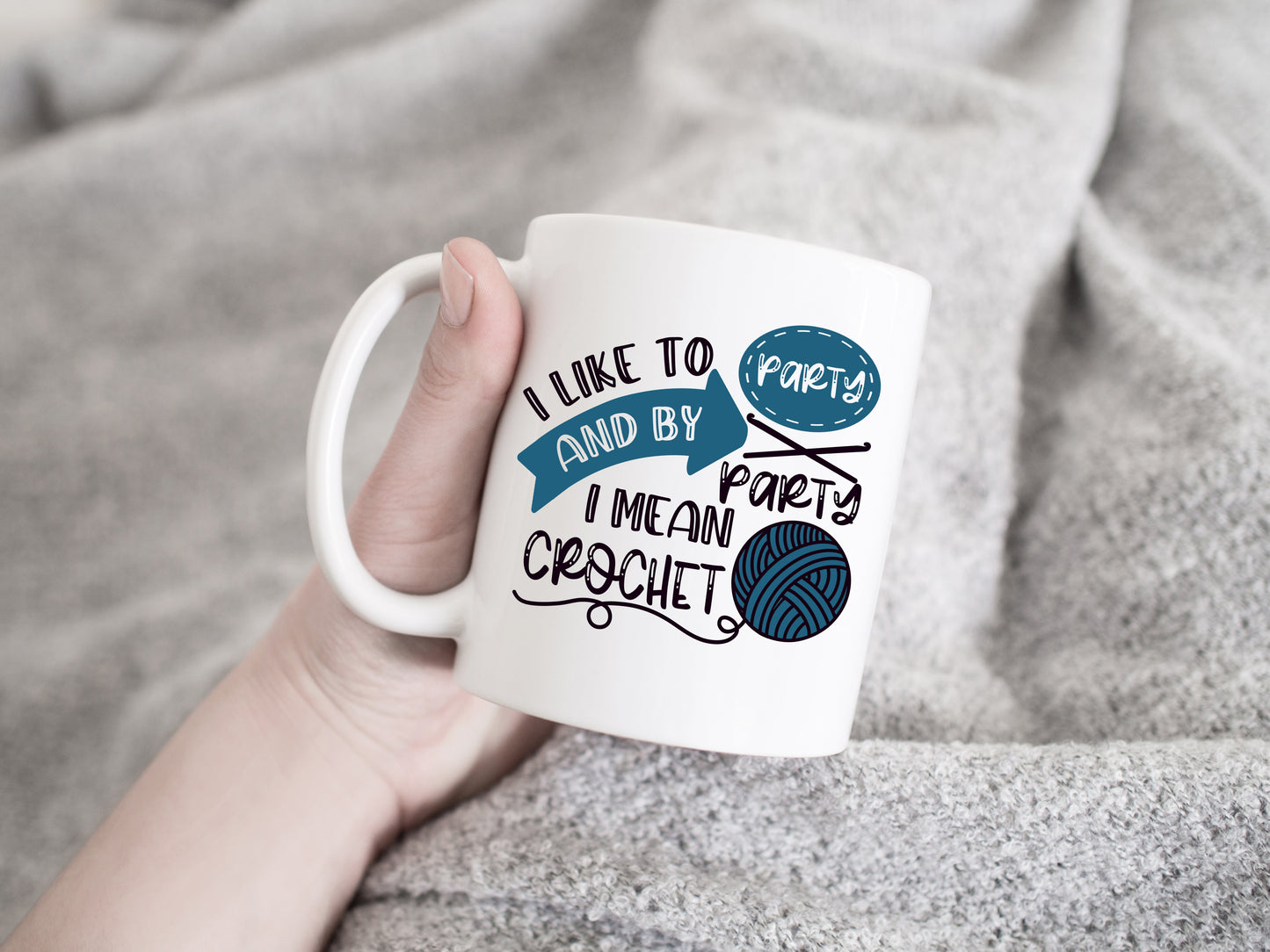 I Like to Party Crochet Mug